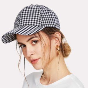 NWOT Forever 21 Black & White Gingham Baseball Cap